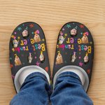 Personalized Cute Star Flower Cartoon Multiple Photos Cotton Plush Slippers with Title Birthday Christmas Gift for Family