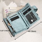 Personalised Fashion Cartoon Girl Birth Flower PU Leather Name Wallet with Card Slots and Wrist Strap Birthday Gift for Girls Women