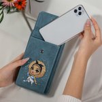 Personalisierte Cartoon Mädchen Umhängetasche aus PU-Leder mit Geldbörsenfach Namen und Geburtsblume Geburtstagsgeschenk für Damen