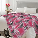 Couverture Douce Personnalisée avec Photo de Visage de Chien Chat et 1 à 3 Noms Motif Écossais Coloré de Noël Cadeau pour Propriétaires d’Animaux