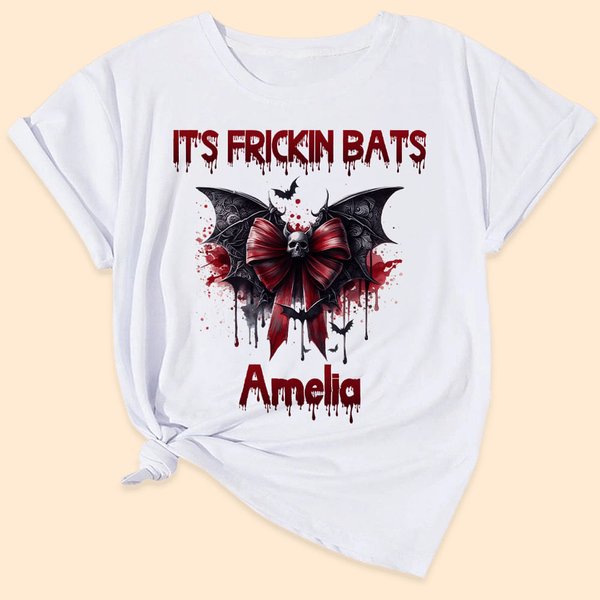 Personalizado gótico cráneo sangriento murciélago arco camiseta sudadera con nombre espeluznante cumpleaños fiesta de Halloween de regalo para las muj