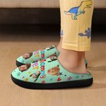 Chaussons en peluche antidérapants personnalisés avec titre Fleur étoilée colorée à motifs multiples Photos Anniversaire Cadeau de Noël pour la famill