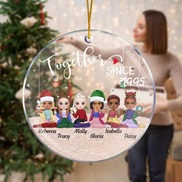 Personalizado Hermanas para siempre 2-6 Lindo Dibujos animados Niñas Acrílico Ornamento con Nombre Árbol de Navidad Decoración Regalo para Besties