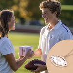 Personalised American Football Pendant Necklace with Name and Number Game Day Accessories Birthday Team Gift for Football Lovers