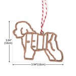 Personalized Wooden Cat Dog Hollow Line with Name Christmas Ornament Tree Hanging Gift for Pet Lovers
