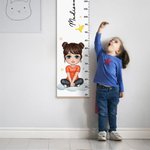 Personalized Cartoon Character Birth Flower Balloon Hanging Growth Chart with Name Bedroom Decor Birthday Gift for Kids