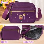 Personalized Cartoon Character Birth Flower Nylon Adjustable Shoulder Crossbody Bag with Name Multiple Compartments Christmas Birthday Gift for Family