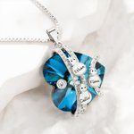 Personalised Cute Snowman Family Heart Crystal Necklace with 1-5 Engraved Names Christmas Birthday Anniversary Gift for Women