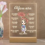 Veilleuse LED en Acrylique Personnalisée avec Personnage et Fleur de Naissance Citation Chrétienne Cadeau Noël Anniversaire pour Femmes et Filles