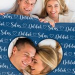 Personalized Heart Couple Photo Soft Throw Blanket with Name Home Decor Valentine's Day Anniversary Gift for Couple