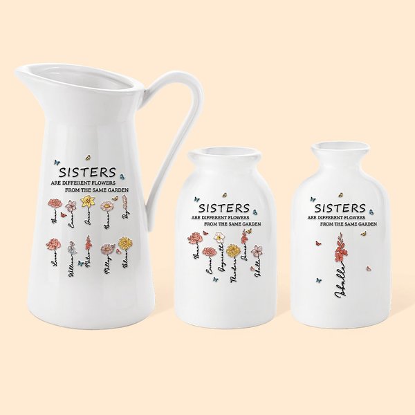 Personalisierte verschiedene Blumen aus dem gleichen Garten Keramikvase mit 1-10 Geburt Blumen und Namen Home Decor Freundschaft Geburtstag Geschenk f