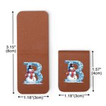 Personalised Cute Snowman Ice Cube Initial Leather Magnetic Bookmark Clip School Stationery Supplies Christmas Birthday Gift for Kids Bookworms
