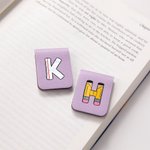 Personalized Pencil Notebook Style Magnetic Leather Bookmark Clip with Initial Birthday Christmas Back to School Gift for Book Lover Teacher