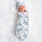 Couverture d'accueil personnalisée pour tortue bleue, thème océan, bonnet d'emmaillotage et bandeau avec le nom Coming Home Outfit Cadeau de douche de