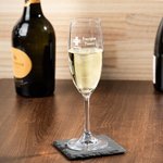 Personalisierte lustige Verschreibung Champagner Glas und Schiefer Untersetzer mit eingraviertem Namen Geburtstag Party Weihnachtsgeschenk für Champag