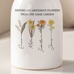 Personalised 1-10 Birth Flowers Ceramic Flower Vase with Names Housewarming Christmas Indoor Home Decor Gift for Sister Best Friend