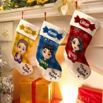 Bas de Noël personnalisé avec nom et personnage de dessin animé Cadeau de Noël pour la famille et les enfants