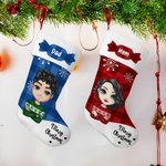 Bas de Noël personnalisé avec nom et personnage de dessin animé Cadeau de Noël pour la famille et les enfants