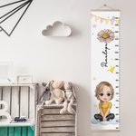 Personalized Cartoon Character Birth Flower Balloon Hanging Growth Chart with Name Bedroom Decor Birthday Gift for Kids