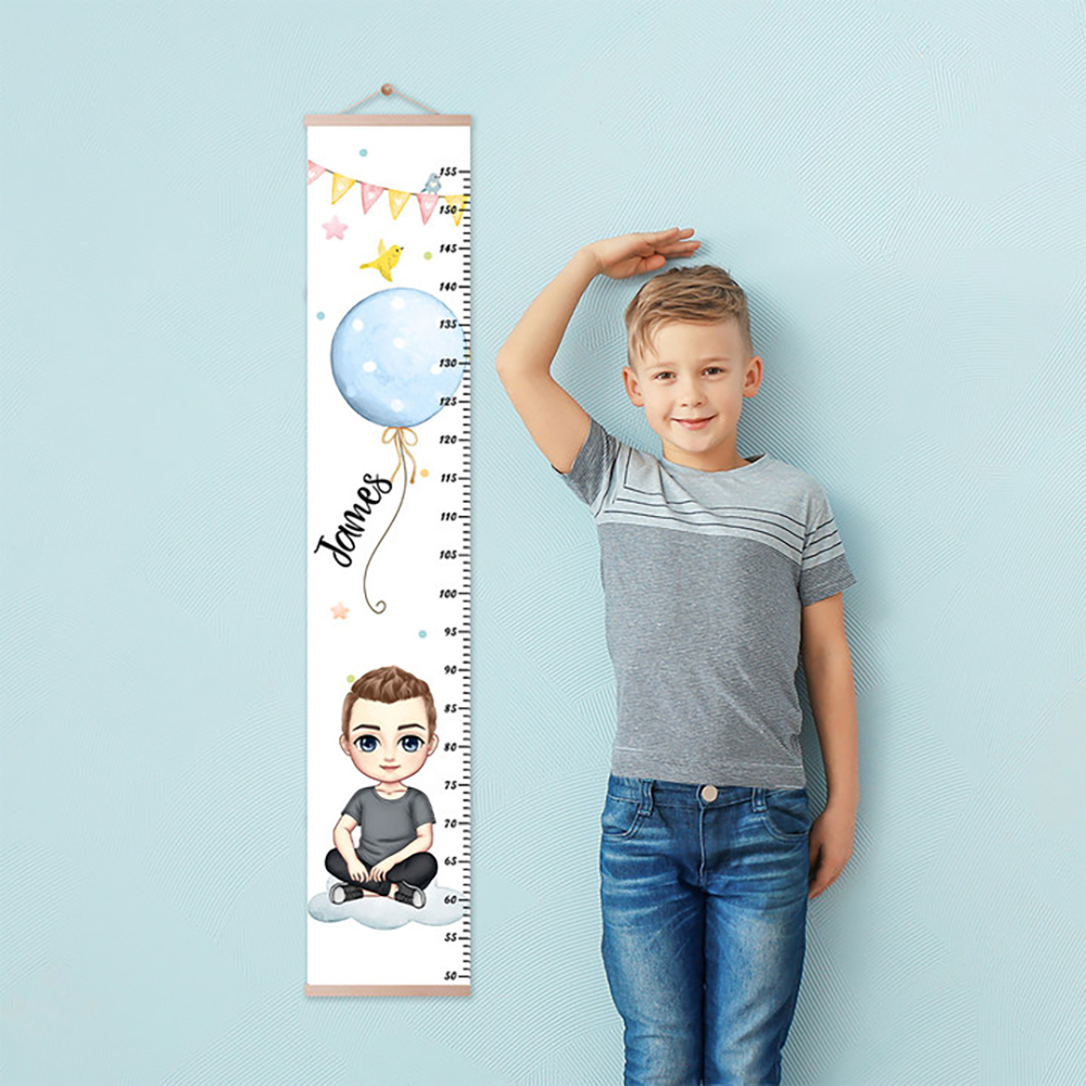 Personalised Cartoon Character Birth Flower Balloon Growth Chart with