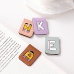 Personalized Pencil Notebook Style Magnetic Leather Bookmark Clip with Initial Birthday Christmas Back to School Gift for Book Lover Teacher