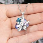 Personalised Cute Snowman Family Heart Crystal Necklace with 1-5 Engraved Names Christmas Birthday Anniversary Gift for Women
