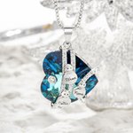 Personalised Cute Snowman Family Heart Crystal Necklace with 1-5 Engraved Names Christmas Birthday Anniversary Gift for Women