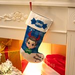 Bas de Noël personnalisé avec nom et personnage de dessin animé Cadeau de Noël pour la famille et les enfants