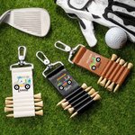 Porte tee de golf portable en cuir avec nom et 5 tees en bambou Cadeau d'anniversaire pour les joueurs de golf