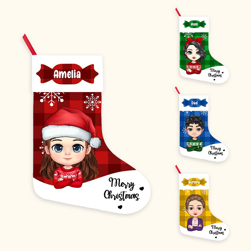 Personalised Cartoon Character Sweets Christmas Stocking with Name