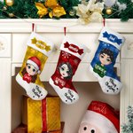 Bas de Noël personnalisé avec nom et personnage de dessin animé Cadeau de Noël pour la famille et les enfants