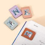 Personalised Cute Snowman Ice Cube Initial Leather Magnetic Bookmark Clip School Stationery Supplies Christmas Birthday Gift for Kids Bookworms