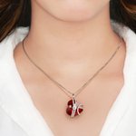 Personalised Cute Snowman Family Heart Crystal Necklace with 1-5 Engraved Names Christmas Birthday Anniversary Gift for Women