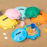 Personalized 3D Printed Retro Mini Turtle Sandbox Tool Kit with Name Kid Sensory Stree Relief Toy Birthday Gift for Kids Boys Girls
