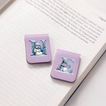 Personalised Cute Snowman Ice Cube Initial Leather Magnetic Bookmark Clip School Stationery Supplies Christmas Birthday Gift for Kids Bookworms
