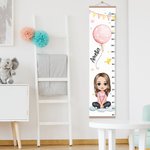 Personalized Cartoon Character Birth Flower Balloon Hanging Growth Chart with Name Bedroom Decor Birthday Gift for Kids