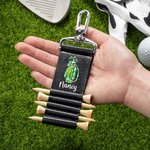 Personalised Colorful Golf Clubs Design Leather Name Golf Tee Holder Bag Tag with 5 Pcs Bamboo Tees Birthday Sports Gift for Golfers Golf Players