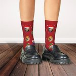 Personalised Funny 1 - 4 Face Photo Design Soft Crew Socks with Santa Hat Elk Snowflake Elements Christmas Gift for Kids Family