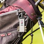 Personalised Colorful Golf Clubs Design Leather Name Golf Tee Holder Bag Tag with 5 Pcs Bamboo Tees Birthday Sports Gift for Golfers Golf Players