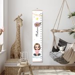 Personalized Cartoon Character Birth Flower Balloon Hanging Growth Chart with Name Bedroom Decor Birthday Gift for Kids