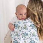 Couverture d'accueil personnalisée pour tortue bleue, thème océan, bonnet d'emmaillotage et bandeau avec le nom Coming Home Outfit Cadeau de douche de