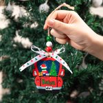 Camión rojo de madera personalizado colgante adorno de Navidad con el nombre y la cinta de Navidad Decoración Regalo para Amigo Familia