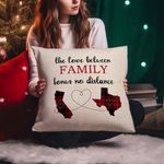 Personalized The Love No Distance Two States Heart Plaid Map Throw Pillow Cover Long Distance Moving Away Christmas Farewell Gift for Family Couple