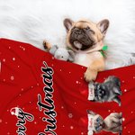 Personnalisé Joyeux Noël Multicolore Cartoon Santa Hat Dog Cat Blanket with Dotted Backing and Names Birthday Christmas Gift for Pet Owners