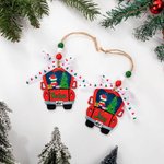 Camión rojo de madera personalizado colgante adorno de Navidad con el nombre y la cinta de Navidad Decoración Regalo para Amigo Familia