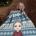 Personalizzato fiocco di neve renna personaggio dei cartoni animati morbida coperta con nome Home Decor regalo di Natale per ragazzi ragazze famiglia