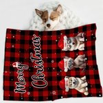 Personnalisé Joyeux Noël Multicolore Cartoon Santa Hat Dog Cat Blanket with Dotted Backing and Names Birthday Christmas Gift for Pet Owners