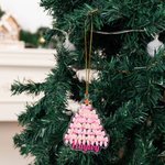 Personalised Acrylic Pink Coquette Bow Christmas Tree Ornament with Name and Gold Rope Christmas Gift for Girls