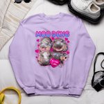 Personalised Pink Love Heart Cute Moo Deng Baby Hippo Unisex Bootleg T-shirt Sweatshirt with Name Birthday Gift for Moo Deng Fans Lovers