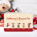 Bonhomme de neige personnalisé Père Noël Bonhomme de pain d'épice Boîte à biscuits de Noël en métal de qualité alimentaire 1- 6 photos de visage et nom Cadeau de Noël pour la famille